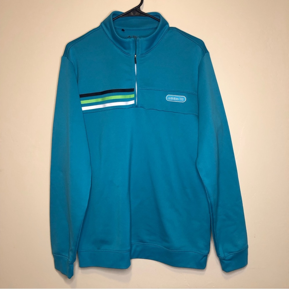 Adidas Mens 1/4 Zip Pullover Extra Large Blue Long Sleeve Golf Men’s Med…